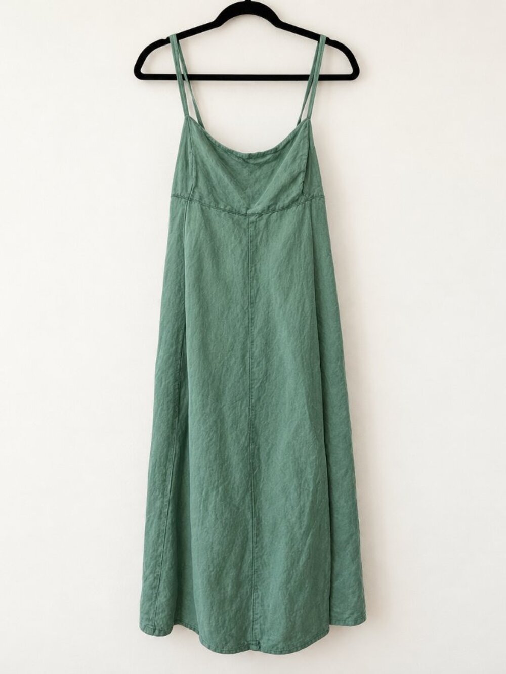 Madewell Tie-Back Cami Midi Dress Trellis Green Linen Blend Size 6